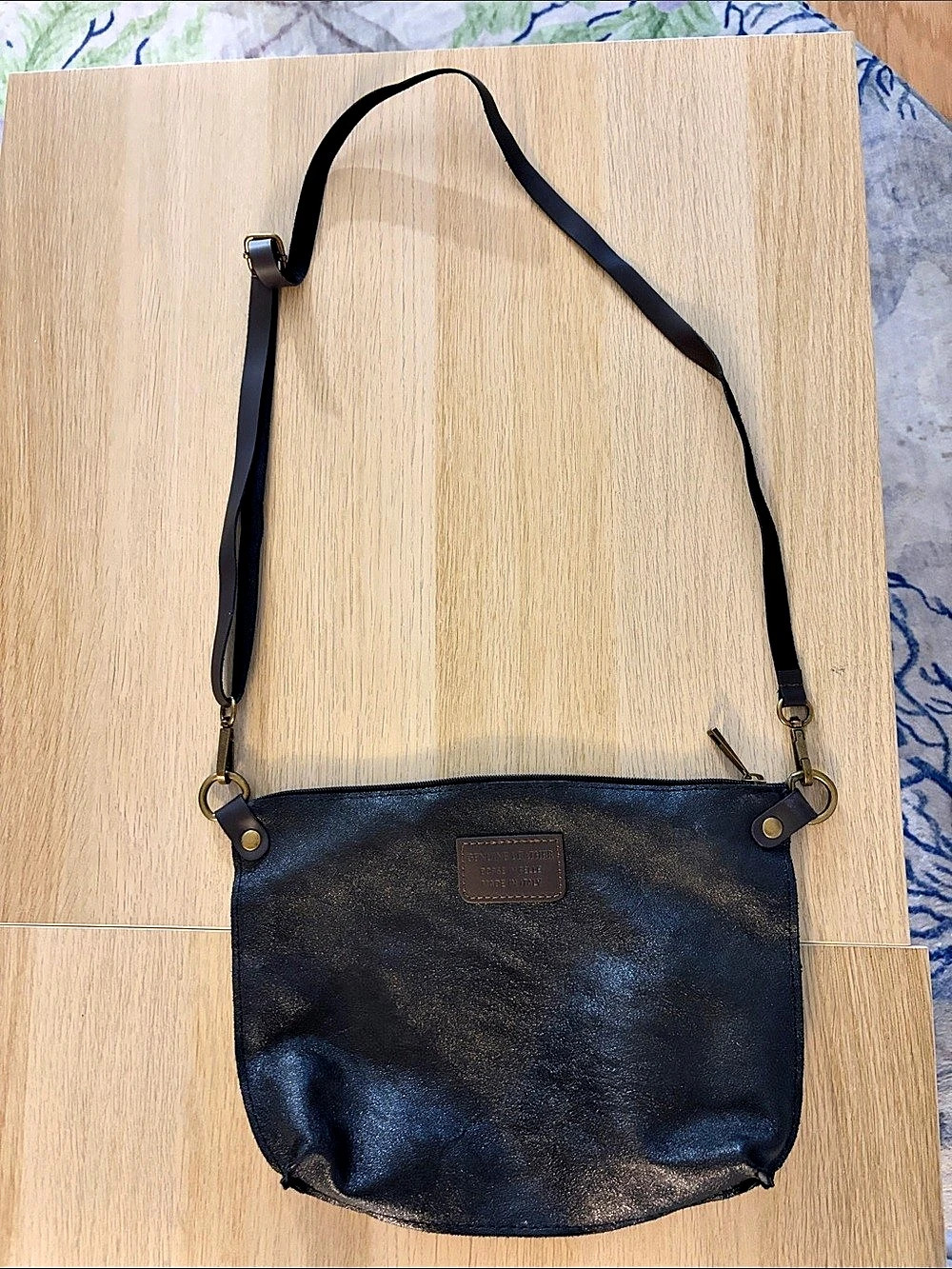 Genuine Leather Crossbody Bag in Black